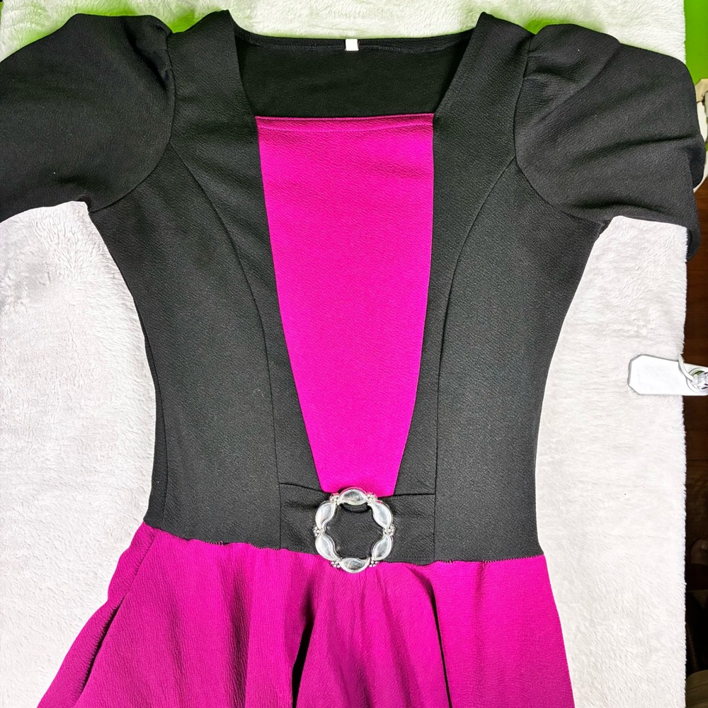 Modesty Womens Magenta Black Colorblock Maxi Cape Dress Size S